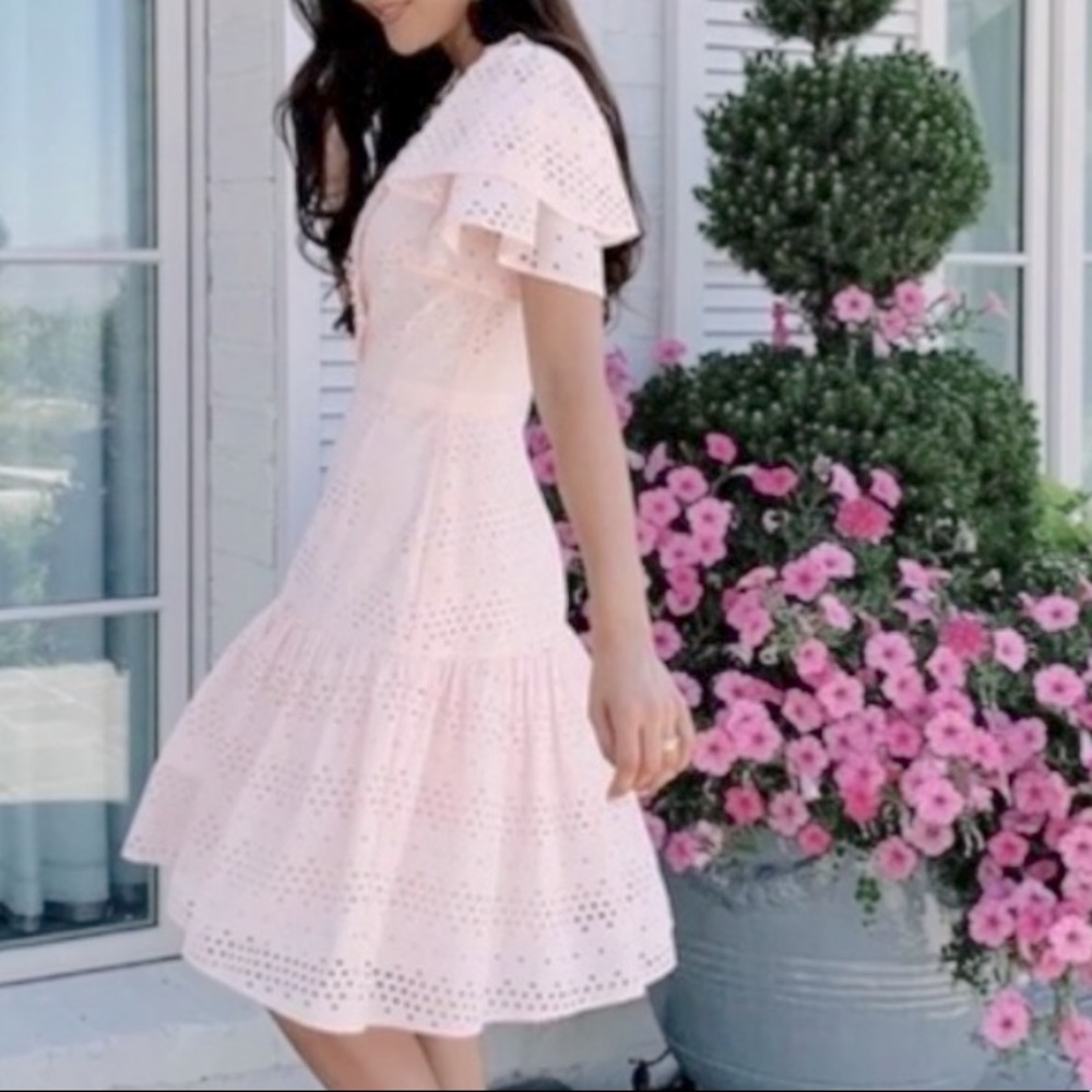 COPY - Rachel Parcell Pink Frosty Eyelet Midi Dress XS